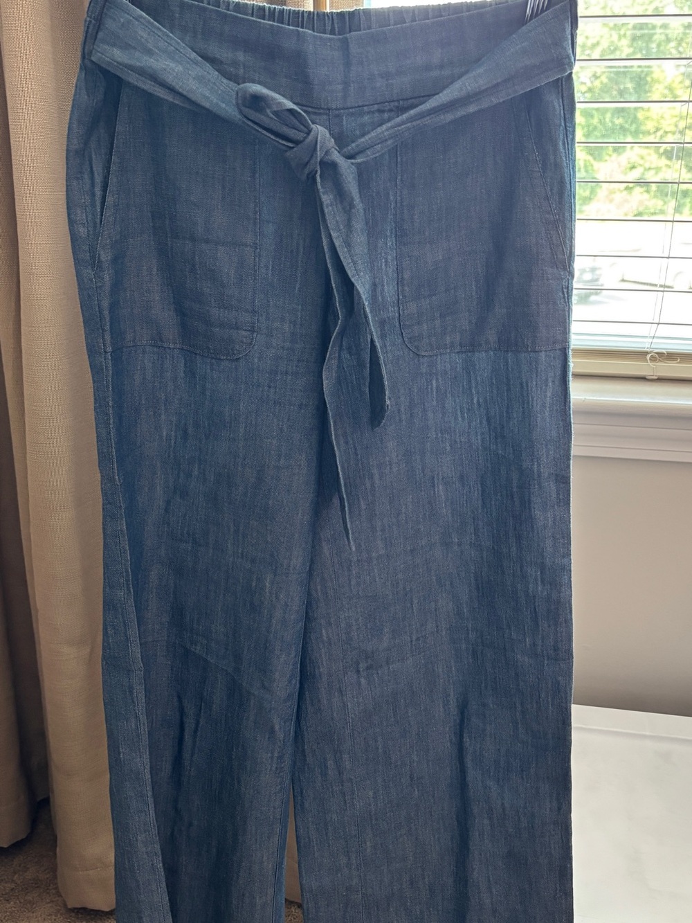 J. Crew Wide-Leg Tie-Waist Jeans — Denim Blue
